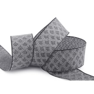 20 m x 40 mm Dekoband David GRAU SILBER Schleifenband Anthrazit Stoffband mit formstabilen Kanten Lurex glnzend Weihnachten Baumwolloptik einseitig Gemustert