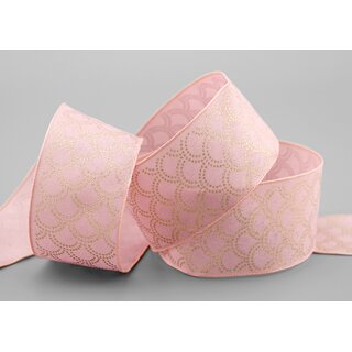 20 m x 40 mm Dekoband David ROSA Altrosa GOLD Schleifenband Stoffband mit formstabilen Kanten Lurex glnzend Weihnachten Baumwolloptik einseitig Gemustert