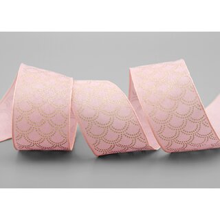 20 m x 40 mm Dekoband David ROSA Altrosa GOLD Schleifenband Stoffband mit formstabilen Kanten Lurex glnzend Weihnachten Baumwolloptik einseitig Gemustert