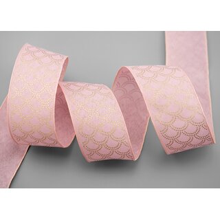 20 m x 40 mm Dekoband David ROSA Altrosa GOLD Schleifenband Stoffband mit formstabilen Kanten Lurex glnzend Weihnachten Baumwolloptik einseitig Gemustert