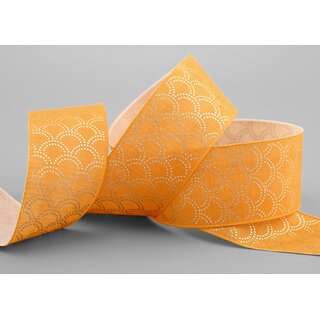 20 m x 40 mm Dekoband David SENF Orange GOLD Schleifenband Stoffband Gelb mit formstabilen Kanten Lurex glnzend Weihnachten Baumwolloptik einseitig Gemustert