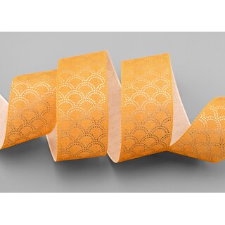20 m x 40 mm Dekoband David SENF Orange GOLD Schleifenband Stoffband Gelb mit formstabilen Kanten Lurex glnzend Weihnachten Baumwolloptik einseitig Gemustert