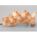 3 m x 15 mm Weihnachten Drahtkantenband KARO APRICOT GOLD...