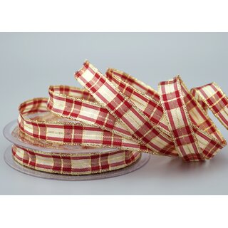 20 m x 15 mm Weihnachten Drahtkantenband KARO BORDEAUX...