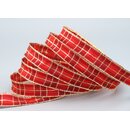 3 m x 15 mm Weihnachten Drahtkantenband KARO ROT GOLD 151...