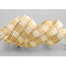 3 m x 15 mm Weihnachten Drahtkantenband KARO CREME GOLD...