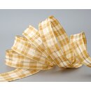 3 m x 25 mm Weihnachten Drahtkantenband KARO CREME GOLD...