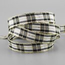 3 m x 15 mm Weihnachten Drahtkantenband KARO SCHWARZ GRAU...