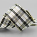 3 m x 40 mm Weihnachten Drahtkantenband KARO SCHWARZ GRAU...