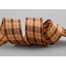 3 m x 40 mm Weihnachten Drahtkantenband KARO BRAUN KUPFER...