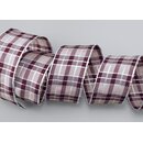 3 m x 40 mm Weihnachten Drahtkantenband KARO PFLAUME...