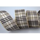 20 m x 40 mm Dekoband KARO ELEGANT GRAU Gold mit...
