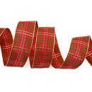 3 m x 40 mm Dekoband KARO ELEGANT ROT GRN Gold mit...