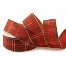 20 m x 40 mm Dekoband KARO ELEGANT ROT GRN Gold mit...