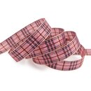 3 m x 25 mm Dekoband KARO ELEGANT ROSA Gold mit...