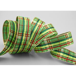 3 m x 25 mm Karo Dekoband SANTAS PANTS GRN Rot Gold kariertes Geschenkband glnzend Weihnachten Advent Goldkante