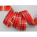 3 m x 25 mm Karo Dekoband SANTAS PANTS ROT Gold kariertes...