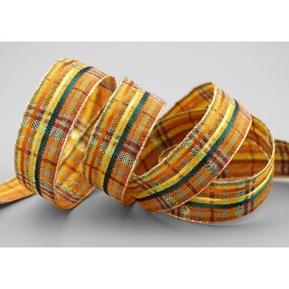 3 m x 25 mm Karo Dekoband SANTAS PANTS SENF Grn Tarrakotta Gold kariertes Geschenkband glnzend Weihnachten Advent Goldkante