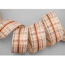 20 m x 40 mm Karo Dekoband SANTAS PANTS TAUPE Beige Braun...