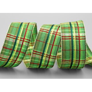 20 m x 40 mm Karo Dekoband SANTAS PANTS GRN Rot Gold kariertes Geschenkband glnzend Weihnachten Advent Goldkante