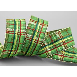 20 m x 40 mm Karo Dekoband SANTAS PANTS GRN Rot Gold kariertes Geschenkband glnzend Weihnachten Advent Goldkante