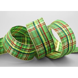 20 m x 40 mm Karo Dekoband SANTAS PANTS GRN Rot Gold kariertes Geschenkband glnzend Weihnachten Advent Goldkante