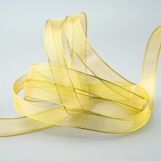 3 m x 15 mm Dekoband Gold Passion Chiffonband glnzend mit Drahtkanten Geschenkband Band Weihnachten Advent Organza Chiffon Transparent