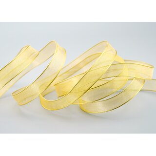 20 m x 15 mm Dekoband GOLD Passion Chiffonband glnzend mit Drahtkanten Geschenkband Band Weihnachten Advent Organza Chiffon Transparent