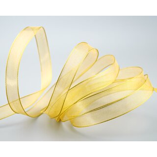 20 m x 15 mm Dekoband GOLD Passion Chiffonband glnzend mit Drahtkanten Geschenkband Band Weihnachten Advent Organza Chiffon Transparent