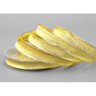 25 m x 15 mm Dekoband GOLD Brokatband Brokat glnzend mit Drahtkanten Geschenkband Deko Band Weihnachten Advent