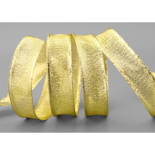 25 m x 25 mm Dekoband GOLD Brokatband Brokat glnzend mit Drahtkanten Geschenkband Deko Band Weihnachten Advent