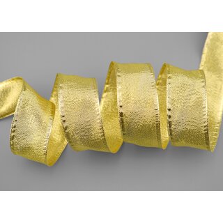 3 m x 40 mm Dekoband GOLD Brokatband Brokat glnzend mit Drahtkanten Geschenkband Deko Band Weihnachten Advent