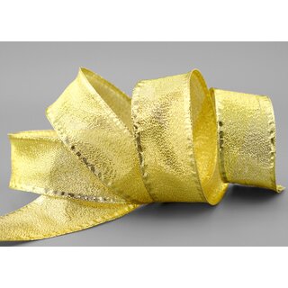 25 m x 40 mm Dekoband GOLD Brokatband Brokat glnzend mit Drahtkanten Geschenkband Deko Band Weihnachten Advent