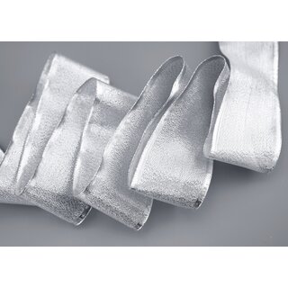 25 m x 60 mm Dekoband SILBER Brokatband Brokat glnzend mit Drahtkanten Geschenkband Deko Band Weihnachten Advent