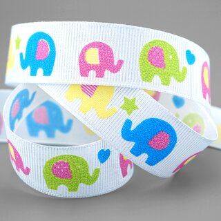 3 m x 25 mm Dekoband Elefanten Kinder Baby Band Schleifenband Geschenkband Geburt Geburtstag Deko Rosa Hellblau Grn