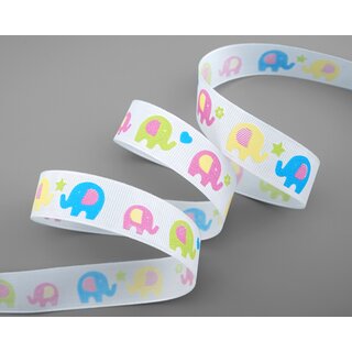 3 m x 25 mm Dekoband Elefanten Kinder Baby Band Schleifenband Geschenkband Geburt Geburtstag Deko Rosa Hellblau Grn