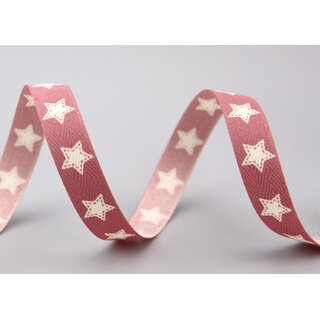20 m x 15 mm Dekoband Super Star Altrosa Stoffband Sterne Geschenkband Schleifenband Deko Band Vintage Party Weihnachten Advent