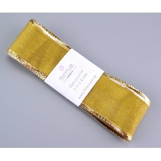 3 m x 40 mm Dekoband LUX GOLD glnzend Schleifenband Geschenkband mit Draht Weihnachten mit Glanz elegant metallic