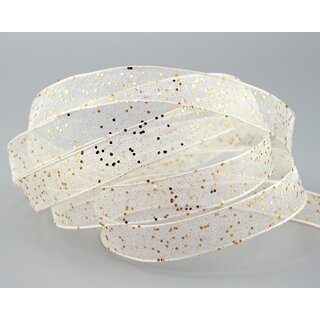 3 m x 15 mm Dekoband GLITZER CREME GOLD Geschenkband...