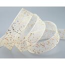3 m x 25 mm Dekoband GLITZER CREME GOLD Geschenkband...