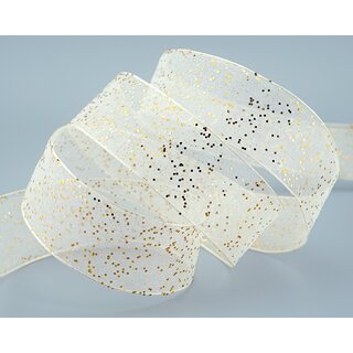 3 m x 40 mm Dekoband GLITZER CREME GOLD Geschenkband...