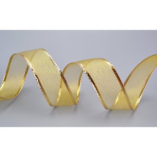 3 m x 25 mm Dekoband LUX GOLD glnzend Schleifenband Geschenkband mit Draht Weihnachten mit Glanz elegant metallic