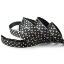 20 m x 15 mm Dekoband Mini Stars SCHWARZ Gold Satinband...