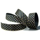 20 m x 25 mm Dekoband Mini Stars SCHWARZ Gold Satinband...