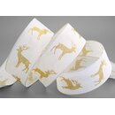 3 m x 40 mm Dekoband Hirsch CREME GOLD Geschenkband mit...