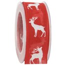 3 m x 40 mm Dekoband Hirsch ROT WEISS Geschenkband mit...