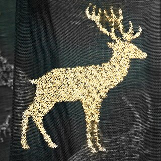 20 m x 40 mm Chiffonband Hirsch Schwarz Gold glnzend Dekoband transparent Chiffon Deko Glitzer Band Herbst Winter Weihnachten Advent