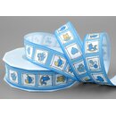 20 m x 25 mm Dekoband Baby Toys HELLBLAU Schleifeband...