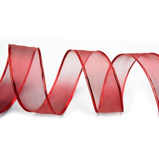 3 m x 40 mm Dekoband LUX ROT glnzend Schleifenband Geschenkband mit Draht Weihnachten mit Glanz elegant metallic