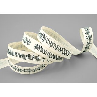 20 m x 15 mm Dekoband Musik Noten Creme Schleifeband Geschenkband Musiker Music Notenzeile Deko Band zum dekorieren nhen verpacken